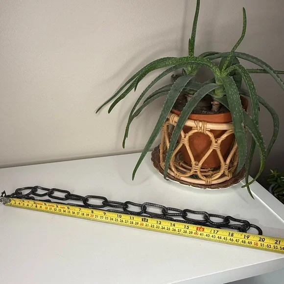 Lisa Freede Black Mesh Link Chain Necklace Oversized Gunmetal Statement Jewelry - Picture 7 of 7